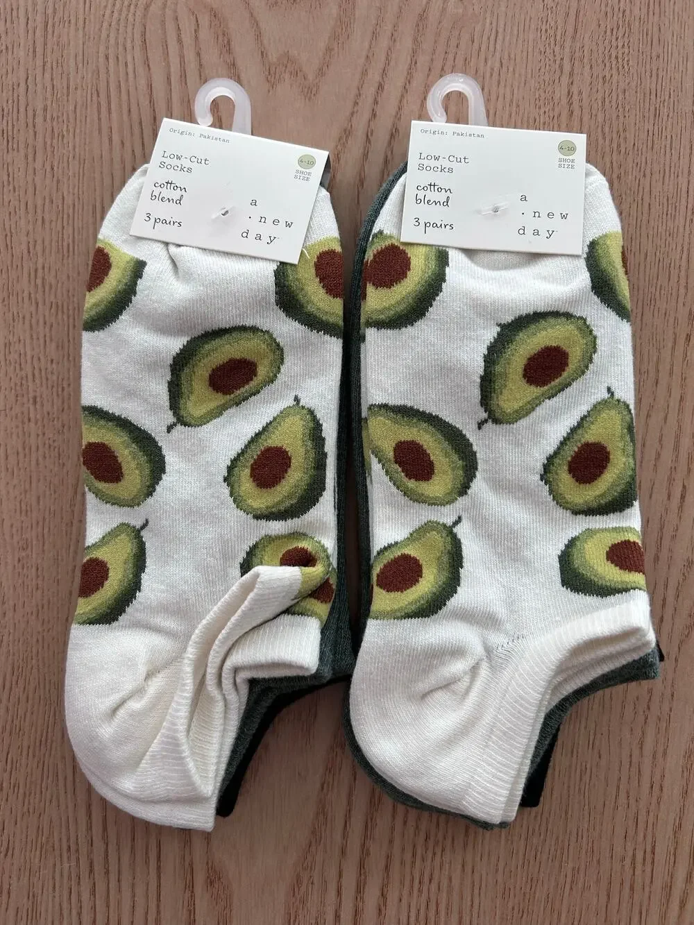New Womens 6 Pairs A New Day Avacado 🥑Print low cut socks shoe size 4-10